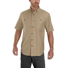 Camicia da uomo Windham in tela a maniche corte, vestibilità comoda