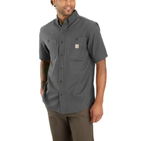 Camicia da uomo Windham in tela a maniche corte, vestibilità comoda