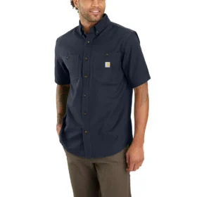 Camicia da uomo Windham in tela a maniche corte, vestibilità comoda
