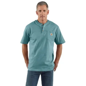 Camicie da uomo Dearborn a vestibilità ampia, pesante, con colletto Henley e taschino