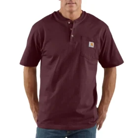 Camicie da uomo Dearborn a vestibilità ampia, pesante, con colletto Henley e taschino