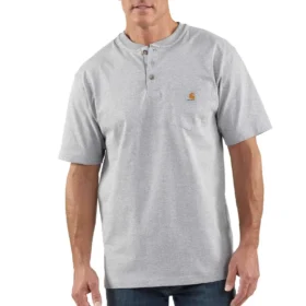 Camicie da uomo Dearborn a vestibilità ampia, pesante, con colletto Henley e taschino