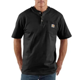 Camicie da uomo Dearborn a vestibilità ampia, pesante, con colletto Henley e taschino