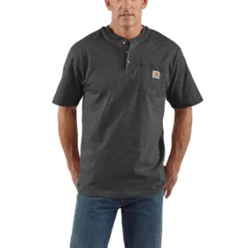 Camicie da uomo Dearborn a vestibilità ampia, pesante, con colletto Henley e taschino