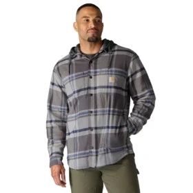Camicie da uomo Hamilton a quadri con cappuccio e vestibilità comoda - Giacche-camicia da uomo