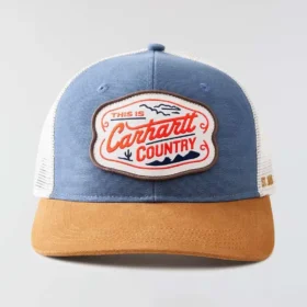 Cappellino da camionista con retro in rete di tela e grafica country
