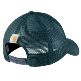 Cappellino da camionista in tela con retro in rete e logo