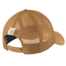Cappellino da camionista in tela con retro in rete e logo