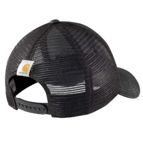 Cappellino da camionista in tela con retro in rete e logo
