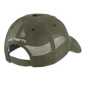 Cappellino da camionista in tela con retro in rete e logo