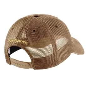 Cappellino da camionista in tela con retro in rete e logo