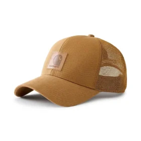 Cappellino da camionista in tela di cotone lavata con retro in rete