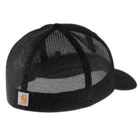 Cappellino Rugged Flex™ aderente in tela con retro in rete e logo grafico