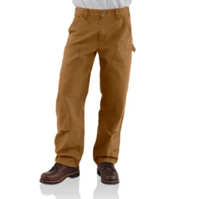 Carhartt B136 Pantaloni da carpentiere da uomo in tela di cotone lavata, vestibilità ampia e dritta, con rinforzi sulle ginocchia