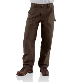 Carhartt B136 Pantaloni da carpentiere da uomo in tela di cotone lavata, vestibilità ampia e dritta, con rinforzi sulle ginocchia