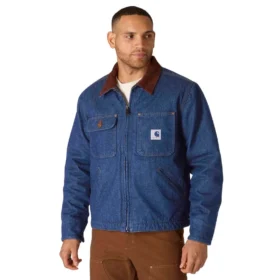 Chore Coat in denim della serie Crafted da uomo con fodera in sherpa