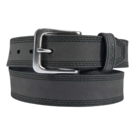 Cintura in pelle con tripla cucitura