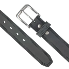 Cintura in pelle con tripla cucitura