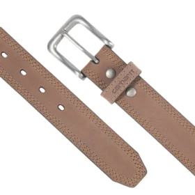 Cintura in pelle con tripla cucitura
