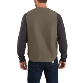 Gilet da uomo in tela di cotone lavata, resistente e foderato in sherpa