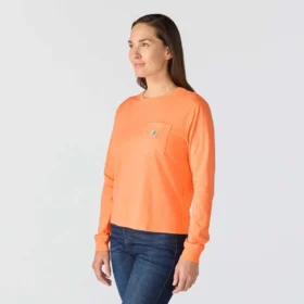 Maglietta da donna in Tencel a maniche lunghe, vestibilità ampia, felpa girocollo e taschino