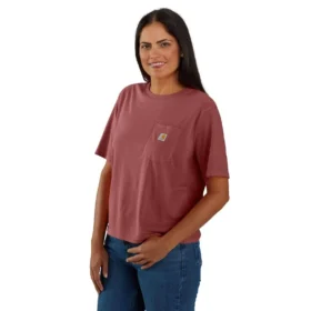 Maglietta da donna in Tencel, vestibilità ampia, leggera, con felpa girocollo e taschino