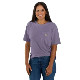 Maglietta da donna in Tencel, vestibilità ampia, leggera, con felpa girocollo e taschino