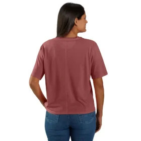 Maglietta da donna in Tencel, vestibilità ampia, leggera, con felpa girocollo e taschino