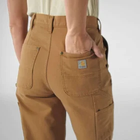 Pantaloni da lavoro da donna in tela con doppio rinforzo sulle ginocchia, vestibilità vintage
