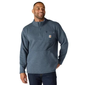 Pullover in pile da uomo con zip a un quarto e vestibilità comoda