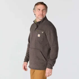 Pullover in pile da uomo con zip a un quarto e vestibilità comoda