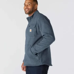 Pullover in pile da uomo con zip a un quarto e vestibilità comoda
