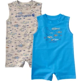 Set da 2 pezzi con tutina senza maniche a tema pesci per bambini (neonati)