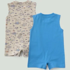 Set da 2 pezzi con tutina senza maniche a tema pesci per bambini (neonati)