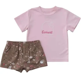 Set da 2 pezzi per bambine composto da maglietta a maniche corte Force Sun Defender™ e pantaloncini stampati con elastico in vita (neonati)