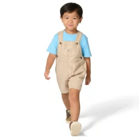 Set da 2 pezzi per bambini composto da maglietta a maniche corte e salopette a righe marroni (bambini piccoli)