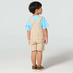 Set da 2 pezzi per bambini composto da maglietta a maniche corte e salopette a righe marroni (bambini piccoli)