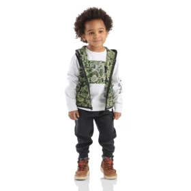 Set da 3 pezzi per bambini: gilet mimetico, maglietta a maniche lunghe e pantaloni (bambini piccoli)