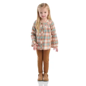 Set da bambina composto da top in flanella a maniche lunghe e Leggings (bambine piccole)