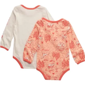 Set da neonato a due pezzi con body a maniche lunghe con stampa “Farm” per bambine