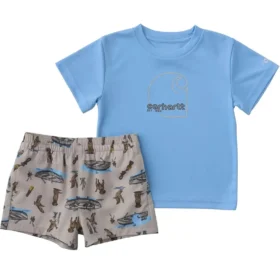 Set da neonato a due pezzi Sun Defender® Force® composto da camicia a maniche corte e pantaloncini in tessuto (neonato)