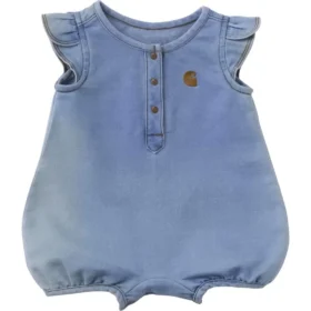 Tuta Henley in denim con manicotti corti per bambine (neonata)
